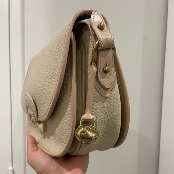 Vintage Dooney & Bourke Compartment Flap Bag in Bone with Bone Trim - Picture 2 of 13